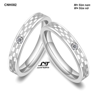 Nhẫn cặp đôi họa tiết caro ver2 Không đen không rỉ sét CNH082