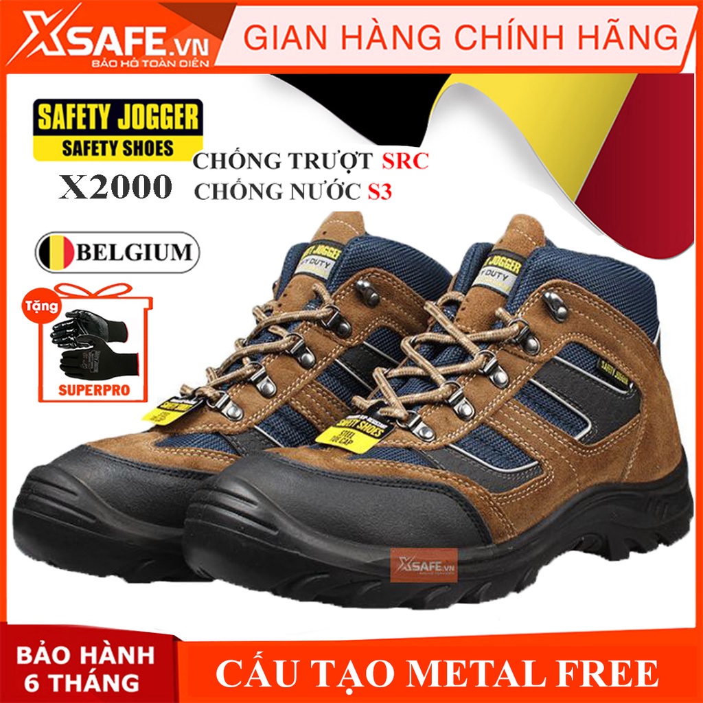 Giày bảo hộ lao động nam Jogger X2000 S3 SRC da bò lộn bền bỉ, thoáng khí, chống nước, đâm xuyên, trơn trượt - [XSAFE]