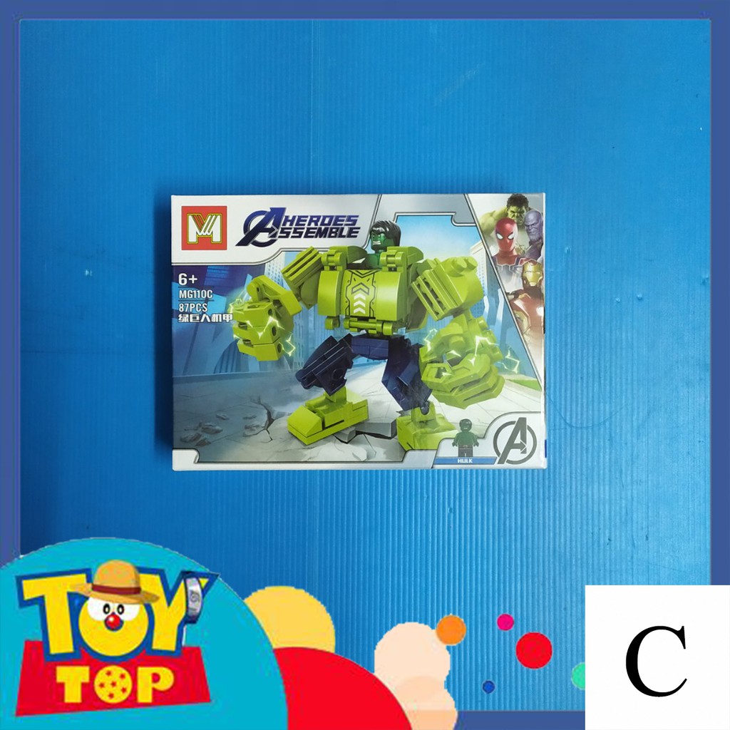 [Một con] Xếp hình non - lego robot mech Marvel mini Spider man, Iron man , Hulk , Thanos MG110