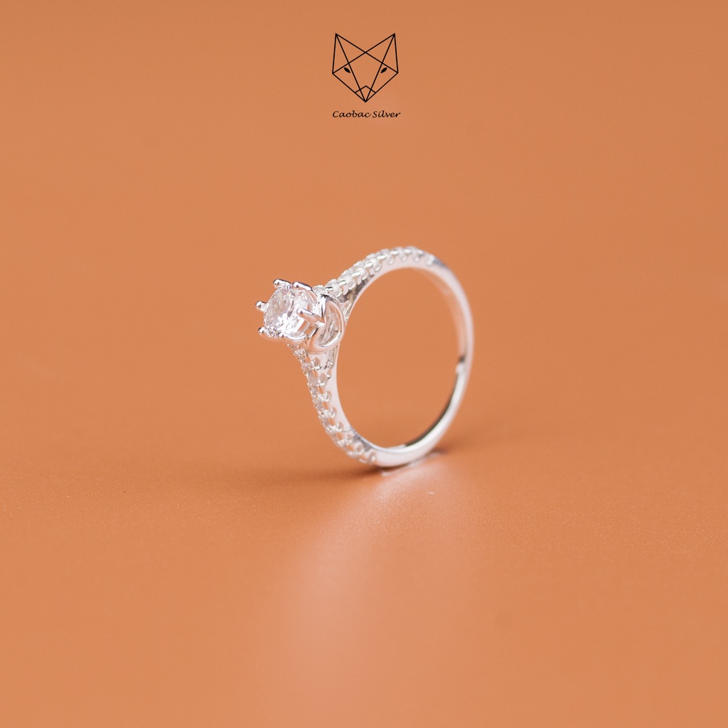 Nhẫn Bạc Ta Cao Cấp CaoBac Silver Ổ Đá Cạnh Tim Sang Trọng Dành Tặng Riêng Cho Bạn Gái