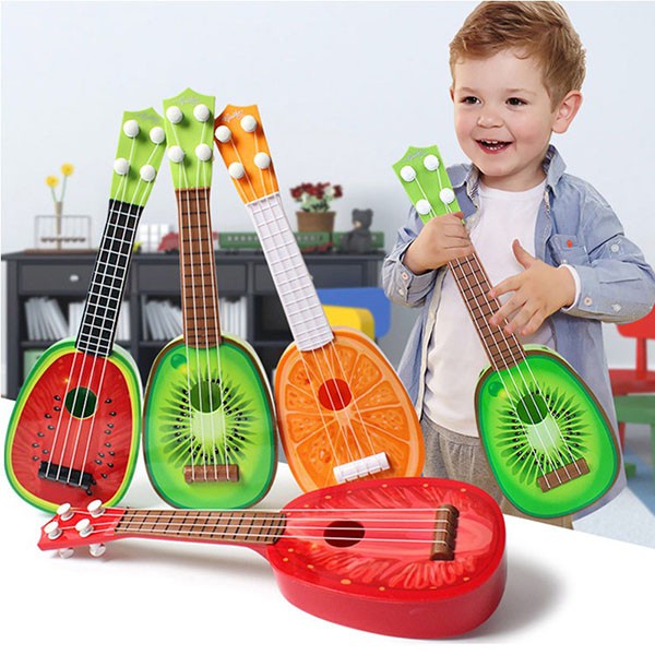 Giá rẻ- Đồ chơi đàn guitar mini cho bé, đồ chơi âm nhạc, đàn guitar hình trái cây nhiều màu sắc