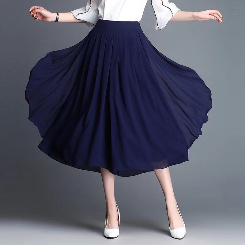 Quần ống rộng giả váy màu trơn cá tính cho nữ | BigBuy360 - bigbuy360.vn