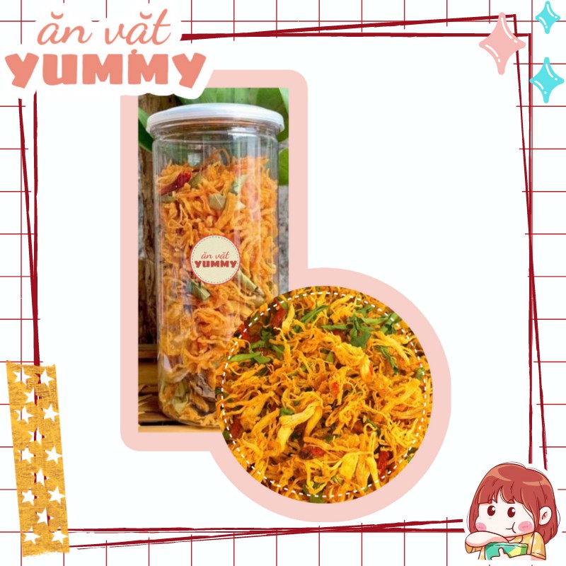 Khô Gà Lá Chanh 300gr Ăn Vặt Yummy - đồ ăn vặt lon pet vừa ngon vừa rẻ