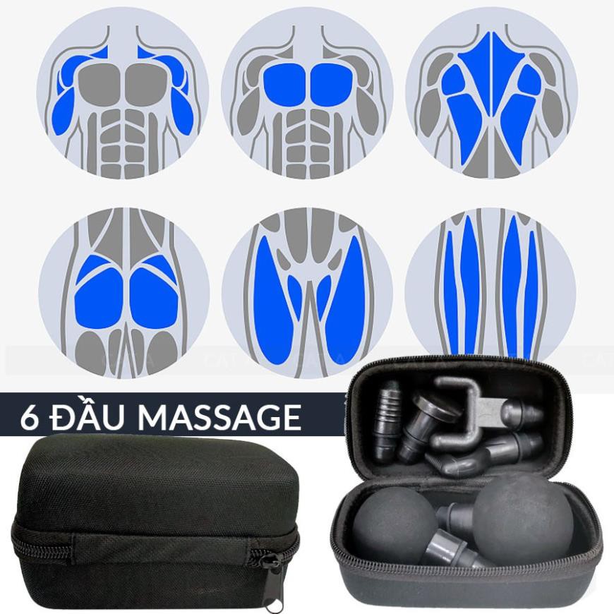 Súng massage cầm tay không dây Cát Á M008, 20 Mức độ rung,6 đầu massage -Trị đau nhức, căng cơ, hỗ trợ tập luyện