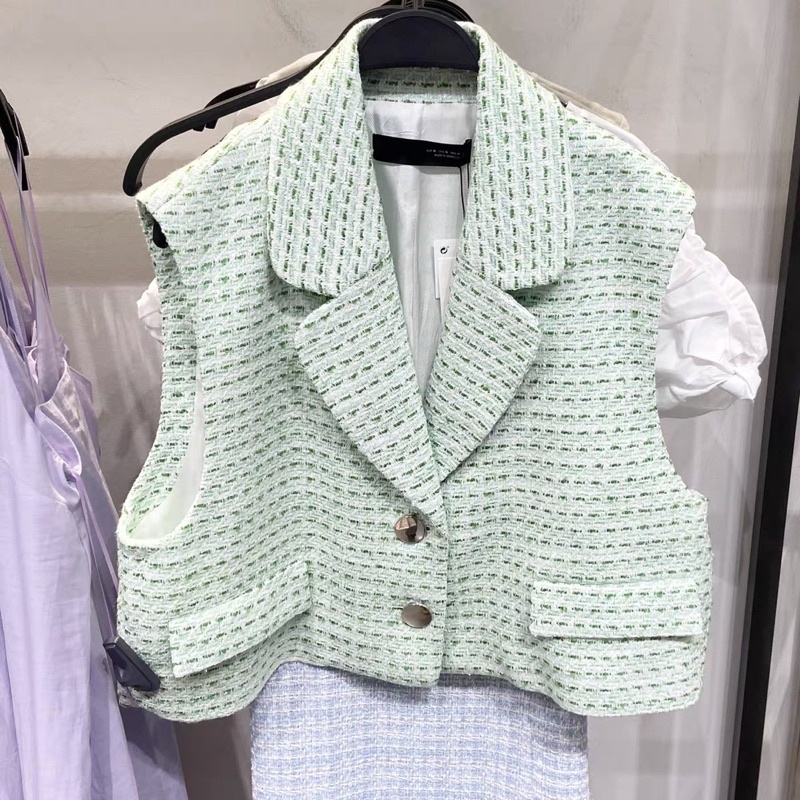 Bill China-áo gile Zara xanh auth new