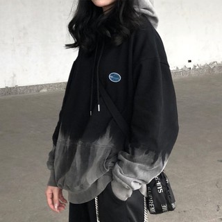 Áo hoodie unisex tay dài in chữ phong cách Hàn Quốc