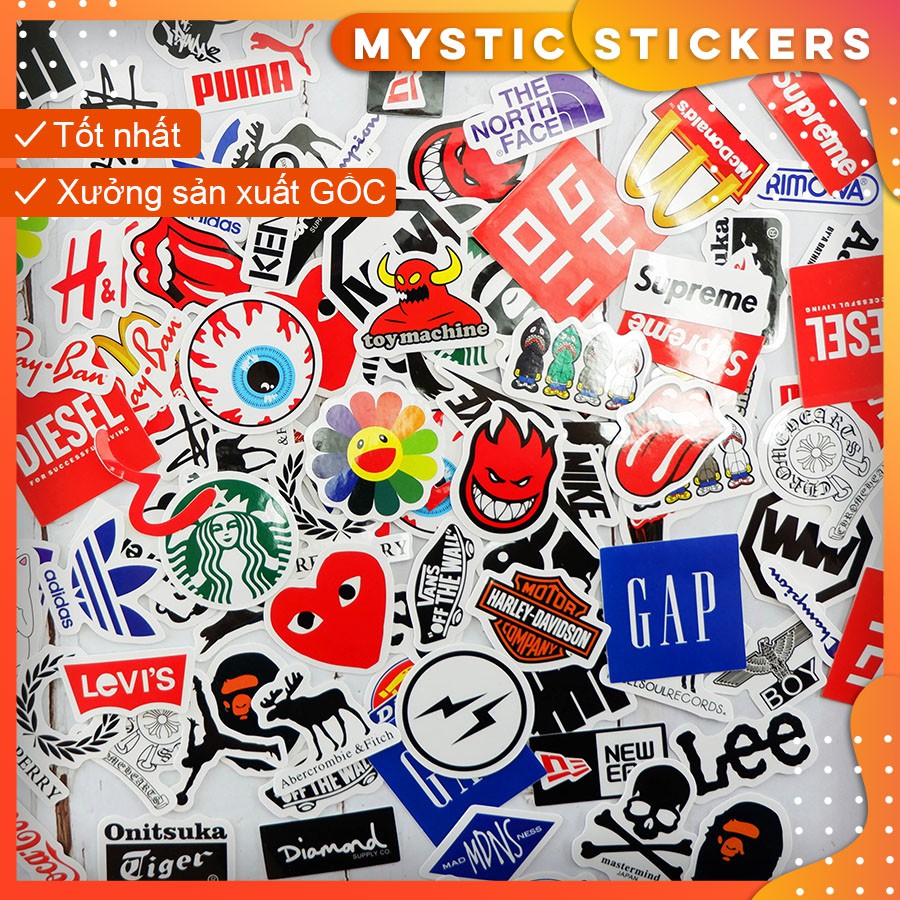 LOGO[RẺ VÔ ĐỊCH] 57 STICKER CHỐNG NƯỚC SIZE 4CM