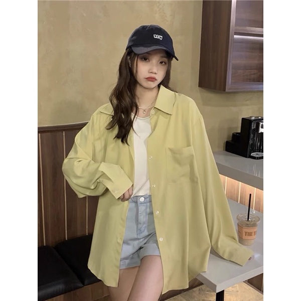 Áo sơ mi nữ ulzzang đơn giản -vải voan sợi polyester cực xinh hàng loại 1 cap cấp lên form chuẩn đi học đi làm