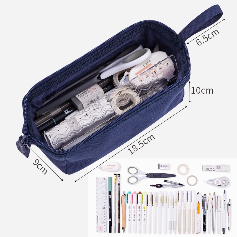 Hộp bút vải canvas Angoo túi bút double pen case bóp viết phong cách nhật bản 5 màu
