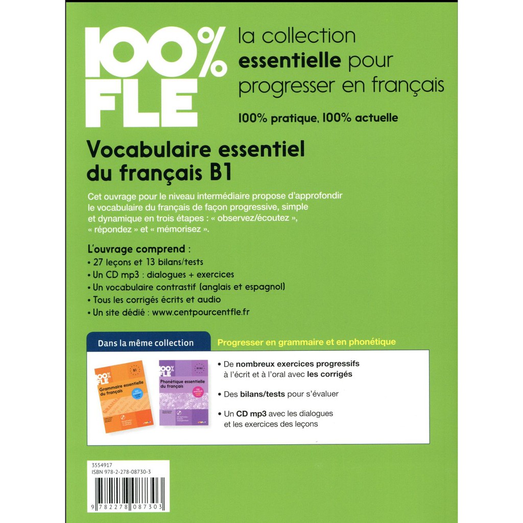 Sách - Pháp: 100% FLE - Vocabulaire Essentiel du Français / Niveau B1 (kèmCD)