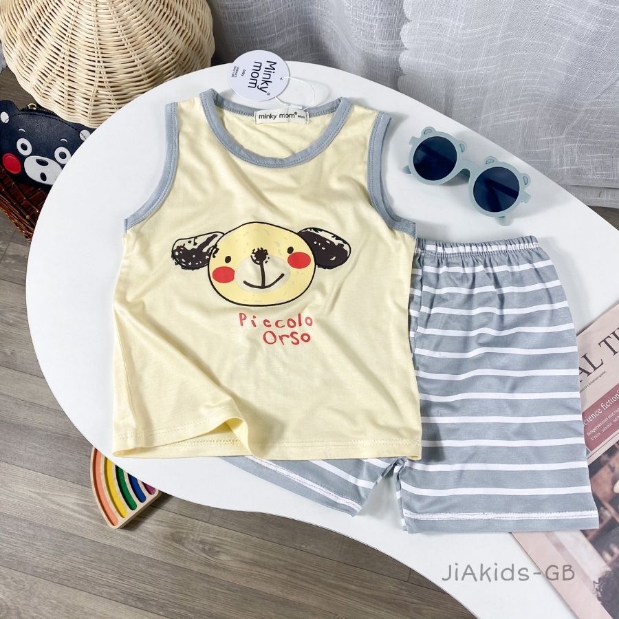 Bộ Thun Lạnh Ba Lỗ Cho Bé Trai Bé Gái 8-27kg -BL-IN26 In Động Vật Dễ Thương Chất Vải Thoáng Mát