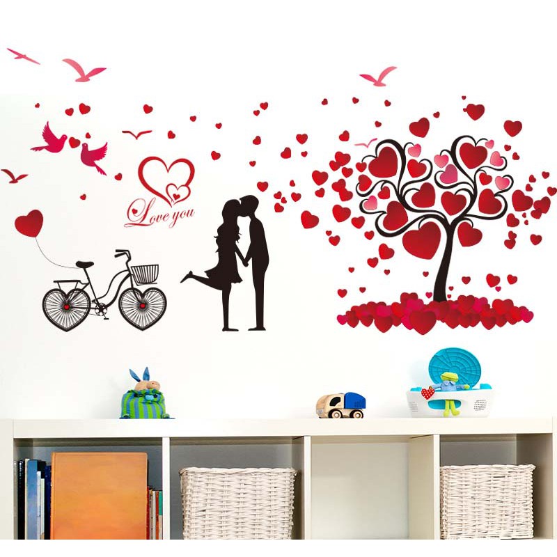 Decal tranh dán tường phòng ngủ, phòng cưới lãng mạn 2 AmyShop