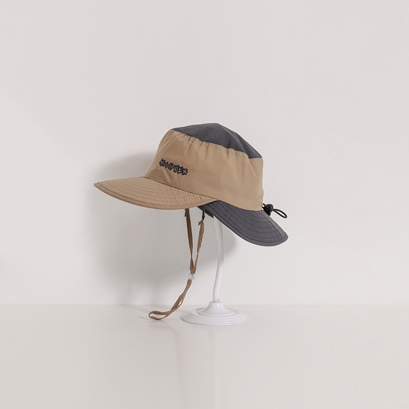 Nón Tai Bèo Vành Rộng Thêu Chữ Đơn Giản Nhanh Khô Chống Nắng Ngoài Trời Cho Bé