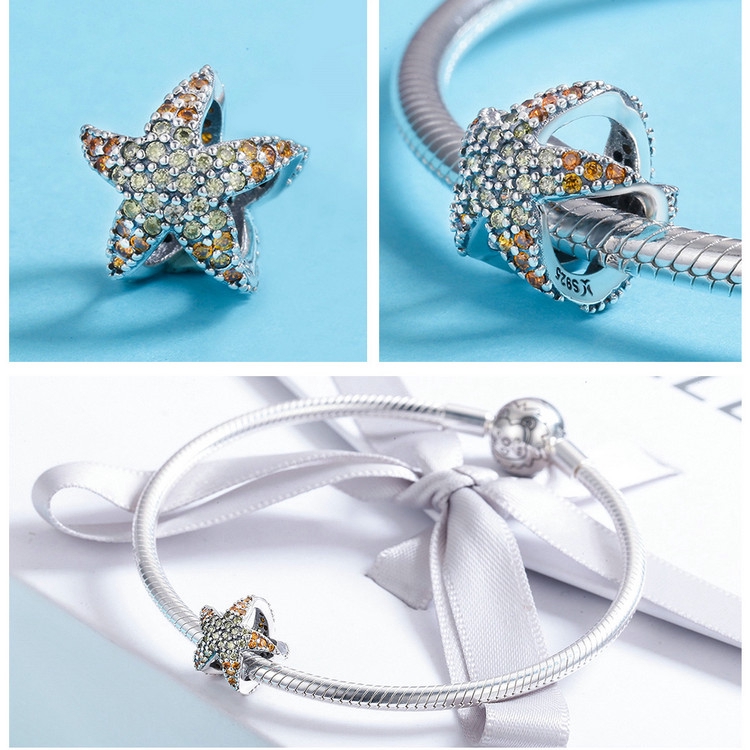 Hạt Phụ Kiện Bamoer SCC586 Hình Sao Biển Bắt Mắt Xỏ Vòng Tay Trang Trí