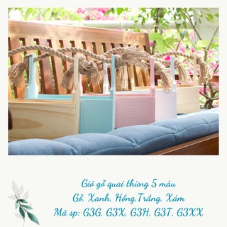 Giỏ gỗ đựng đồ đa năng, hộp đựng quà biếu tặng, đựng trái cây, rau củ, cắm hoa, vintage bằng gỗ Mộc Anh G3