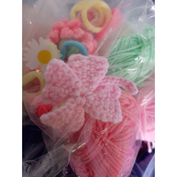 🔥 Dây Chun Thun Buộc Cột Tóc Cho Bé Gái Hình Lá 4 Cánh May Mắn Đan Móc Bằng Len