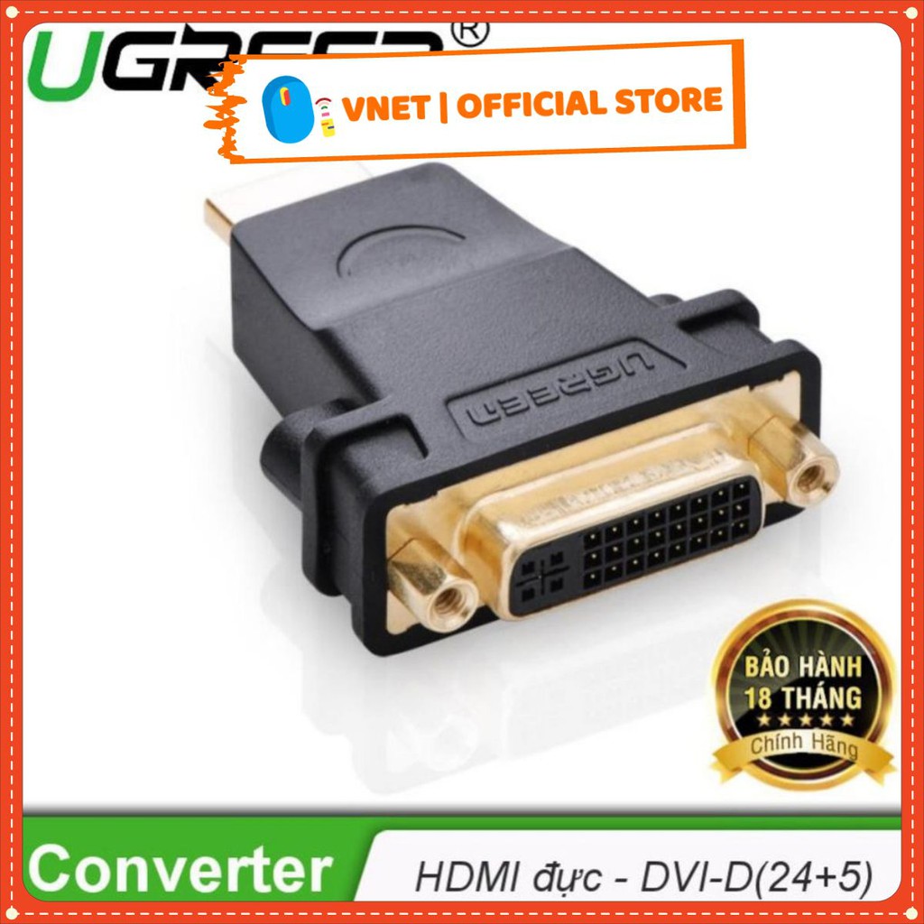 Đầu rắc chuyển đổi HDMI sang DVI-I Ugreen 20123 Cao cấp bảo hành 18 tháng
