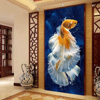 Tranh thêu kín chữ thập cá chép hóa rồng E92