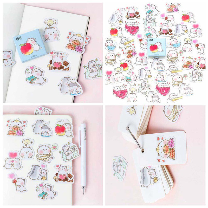 Bộ 45 Sticker Dán Hình Chuột Hamster Dễ Thương