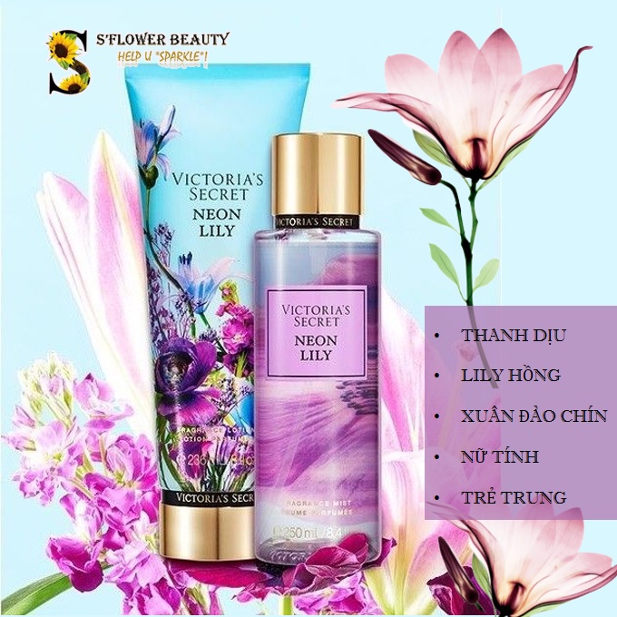 Sữa Dưỡng Thể  Nước Hoa Victoria's Secret Lotion - Neon Lily | Electric Poppy | External Sunflower | Cherry Blossoming