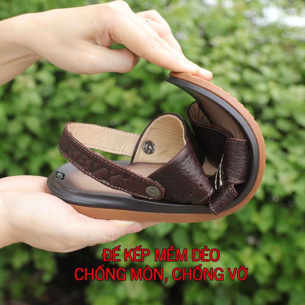 Dép sandal nam da xịn nhìn rõ lỗ chân lông - S2910