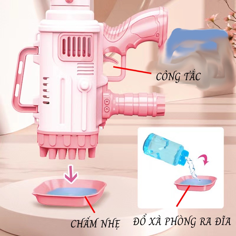 Súng bắn bong bóng cỡ lớn 32 lòng , chất liệu ABS an toàn có tặng kèm xà phòng.