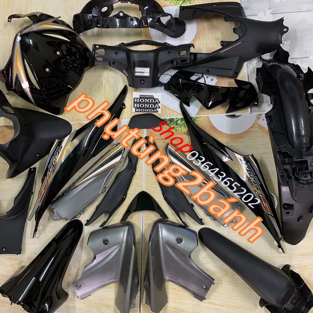 Dàn áo vỏ nhựa xe WAVE S110 -WAVE RS110 MÀU ĐEN -nhựa nguyên sinh loại 1