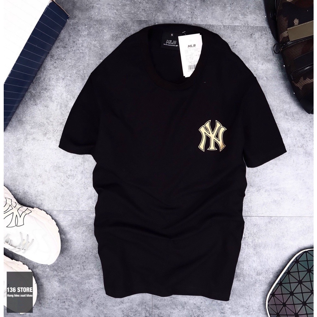 Áo Thun NY Mẫu Mới In Nhũ Vàng Nam Nữ Mặc Đẹp