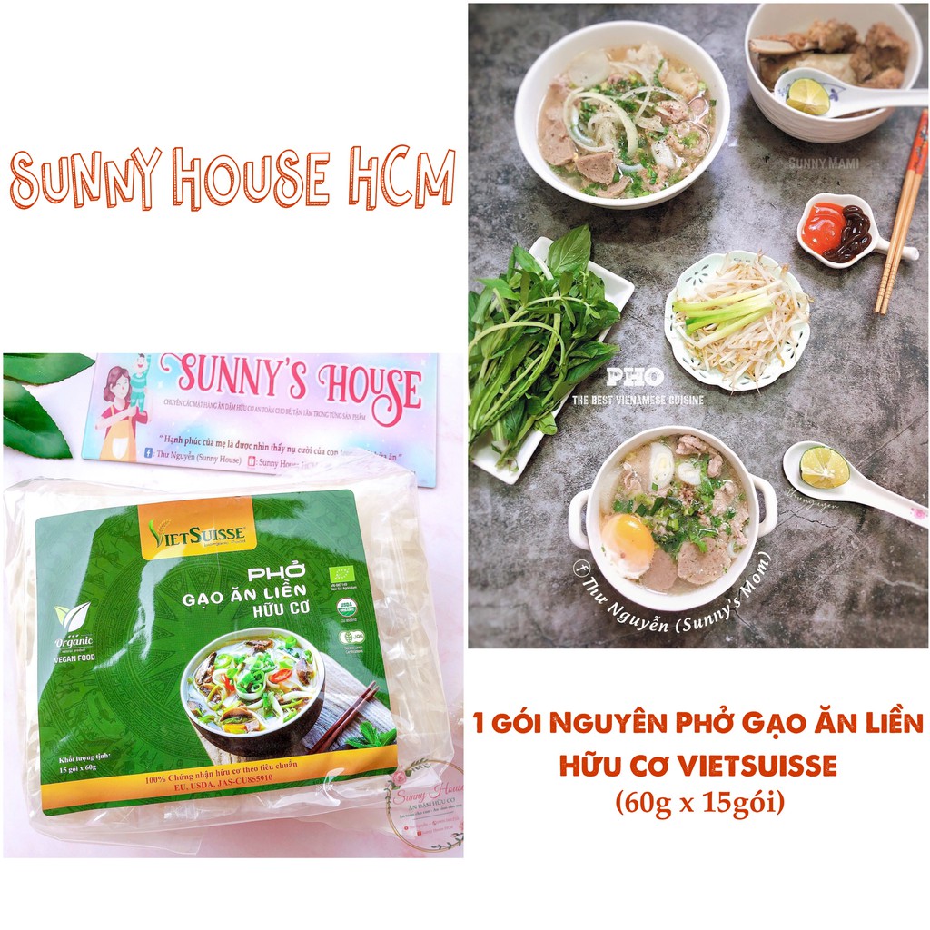 Phở gạo hữu cơ ăn iiền Vietsuisse 15 gói nhỏ 60g