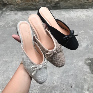 Giày sục mules mũi vuông