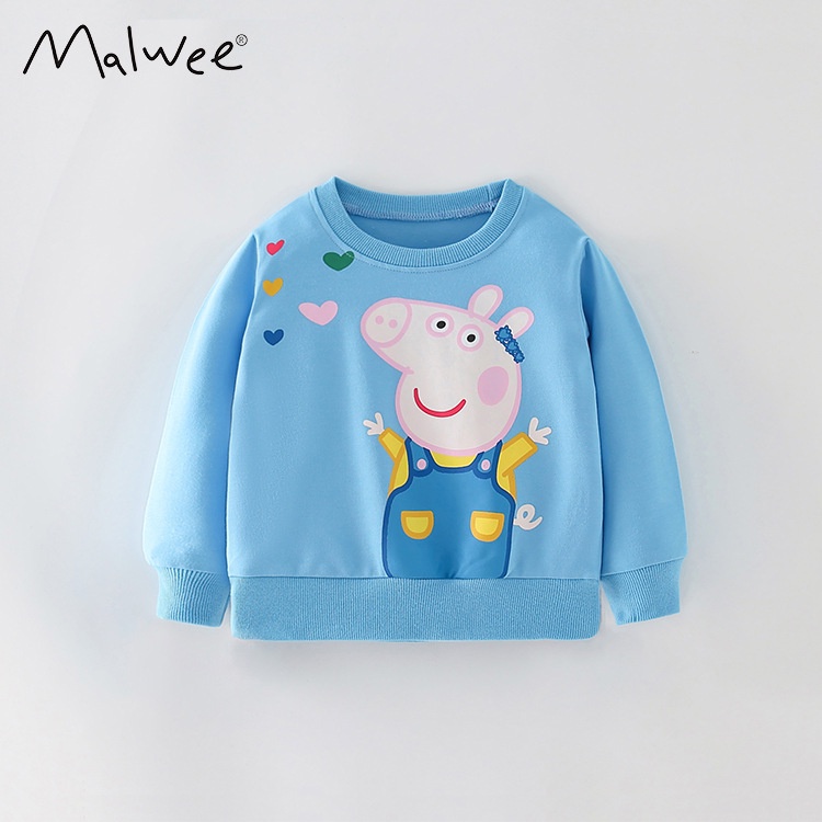 Mã 6710 Áo  da cá  dài tay màu xanh hình lợn Peppa của Malwee cho bé