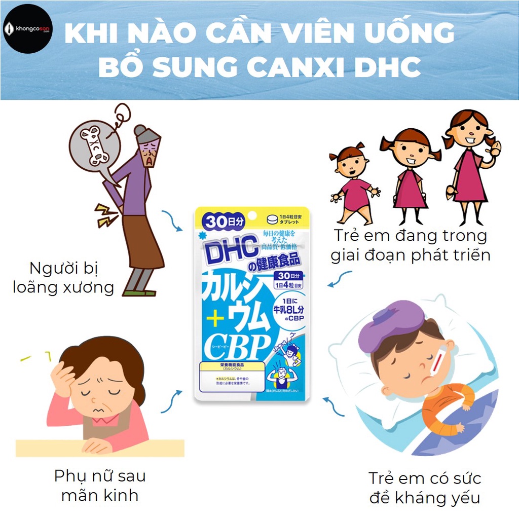 Viên Uống DHC Bổ Sung Canxi Cho Trẻ Và Người Lớn DHC Calcium + CBP 30 Và 90 Ngày - Khongcoson