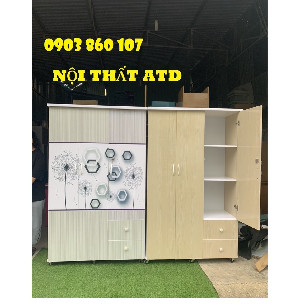 Tủ nhựa quần áo 3 cánh 2 hộc cao 1m7 màu trắng màu kem và mẫu 3d giá rẻ