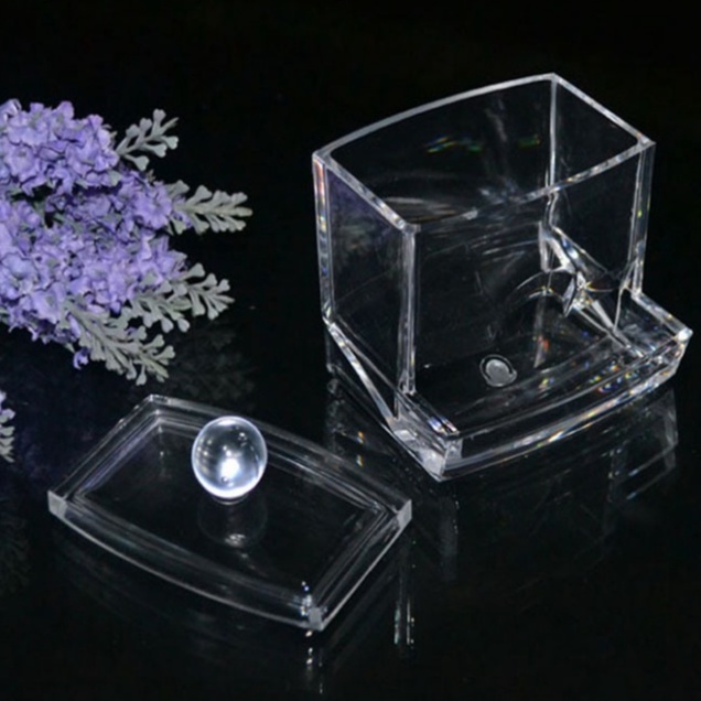 Hộp đựng bông tây trang XIAODUOJIAJU bằng acrylic trong suốt tiện dụng