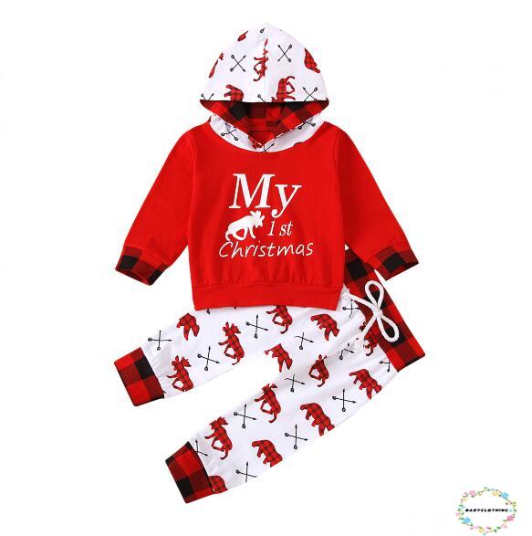 Set Áo Hoodie Và Quần Dài Họa Tiết Giáng Sinh Đáng Yêu Cho Bé