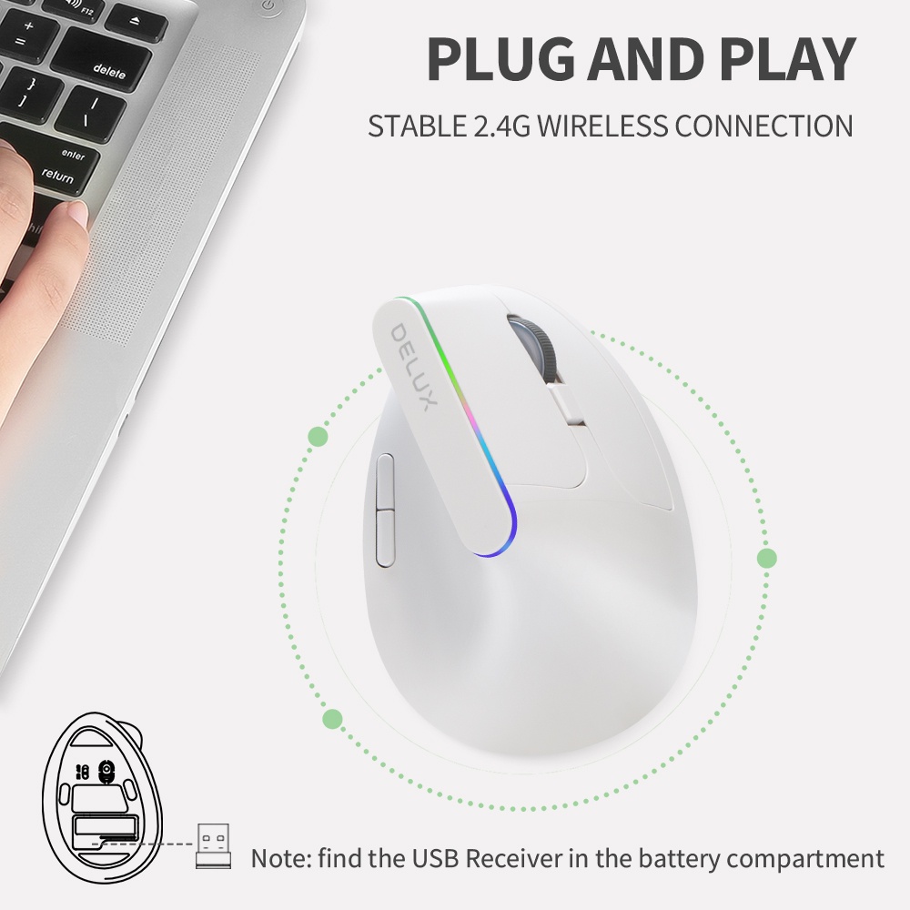 Chuột gaming Delux M618C 1600 DPI không dây tiện lợi