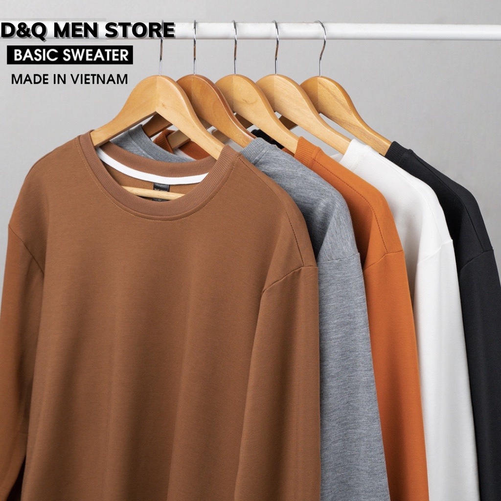 Áo dài tay nam D&Q MEN STORE Basic Sweater vạt bầu Layer Sweater 5 màu trơn | BigBuy360 - bigbuy360.vn