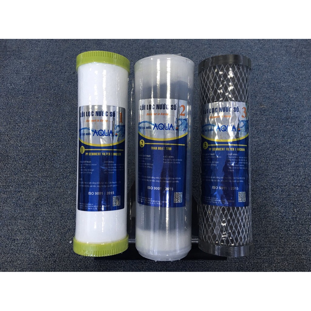 [Mã ELFLASH5 giảm 20K đơn 50K] Bộ 3 lõi lọc Aqua 123 dành cho nước giếng khoan, nước cứng. | BigBuy360 - bigbuy360.vn