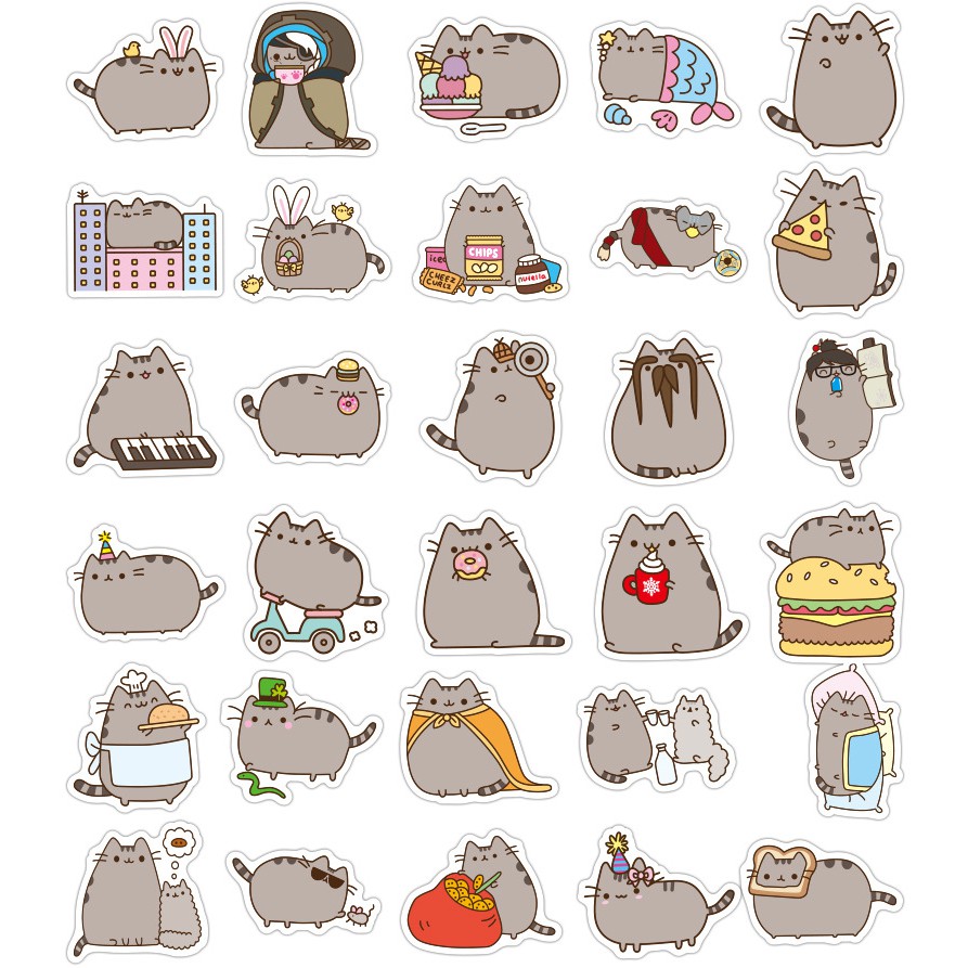 Bộ 100 Sticker Mèo Pusheen Siêu Dễ Thương