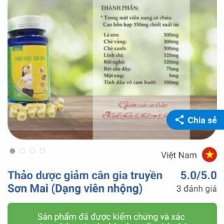 giảm cân sơn mai dạng viên nang /30 ngày