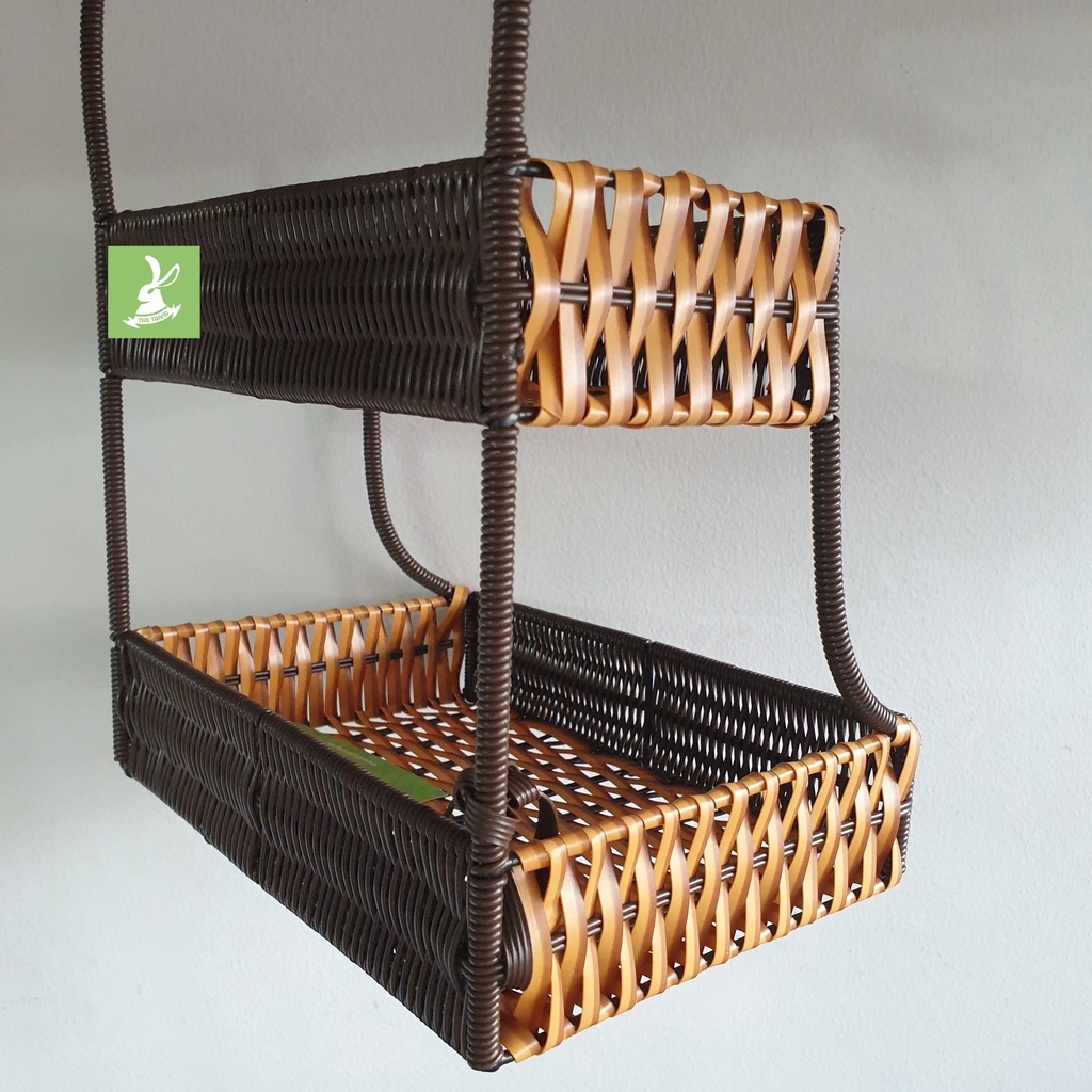 Kệ 2-3 Tầng Nhựa Giả Mây Đựng Đồ Ngăn Nắp, Thích Hợp Decor