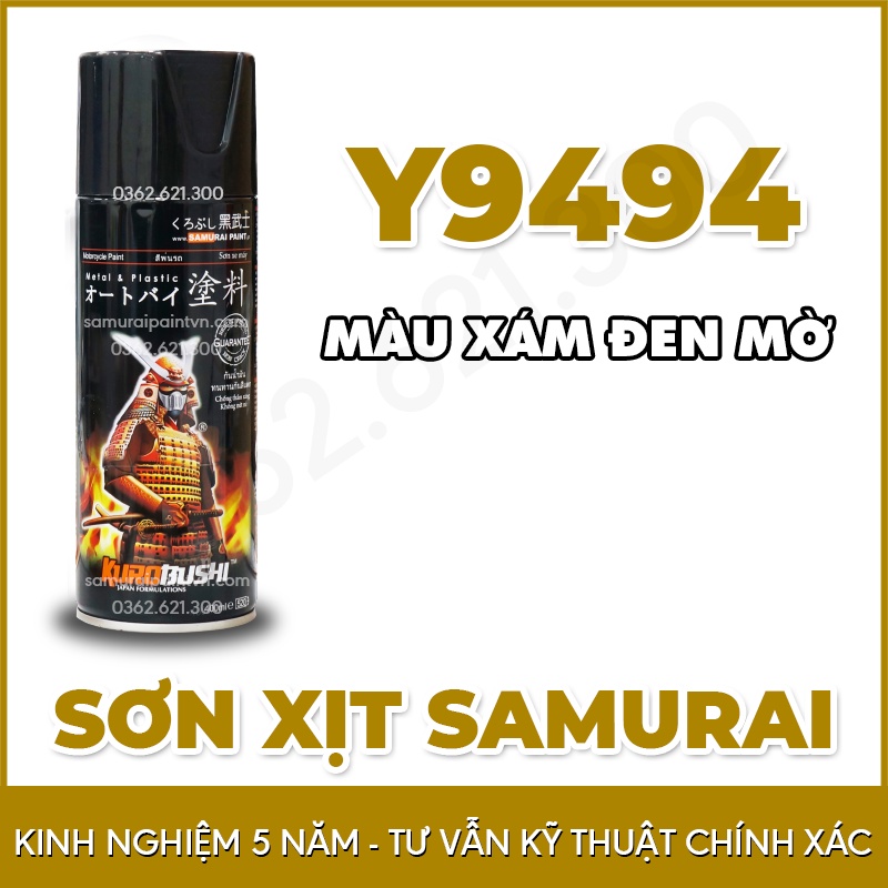 Sơn samurai màu xám đen mờ Y9494 - Chai sơn xịt samurai màu xám đen mờ