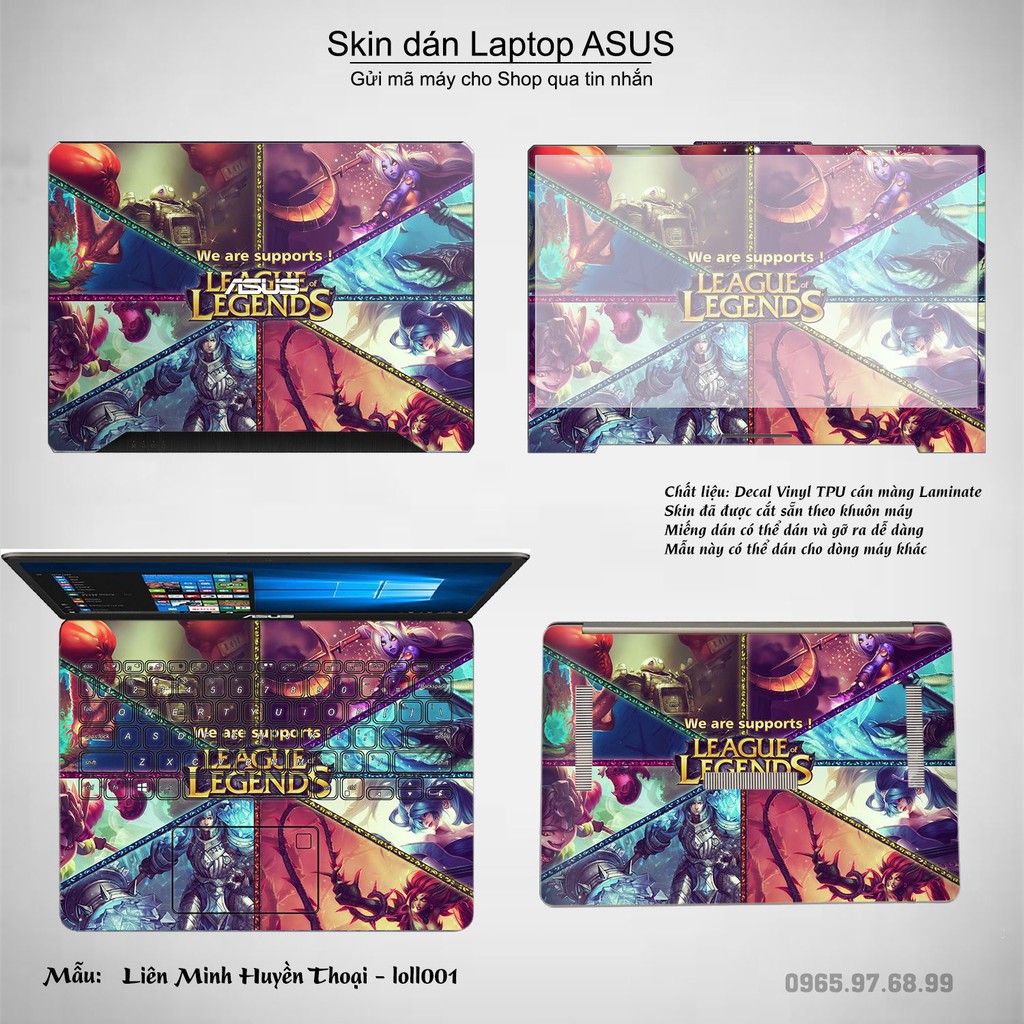 Skin dán Laptop Asus in hình Liên Minh Huyền Thoại (inbox mã máy cho Shop)