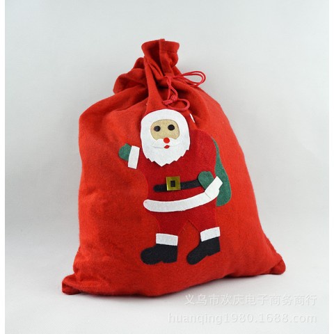 Túi ông già Noel đựng quà Giáng sinh loại vải nỉ hình Người tuyết và Cây thông cỡ lớn kieru dáng đẹp mắt
