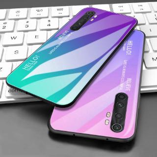 Ốp điện thoại mặt kính cường lực cứng cáp chống sốc màu gradient thời trang cho Xiaomi Mi Note 10 Lite