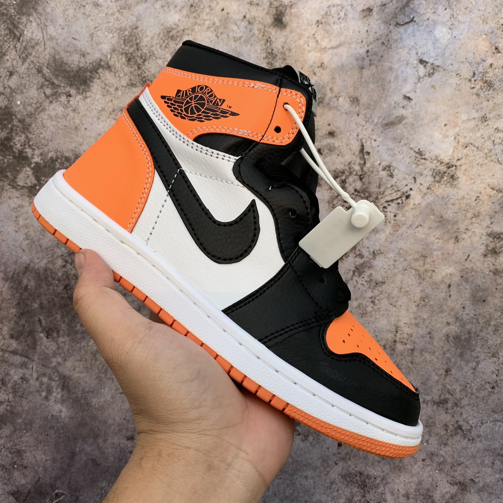 Giày thể thao Jordan cao cô cam đen, giày sneaker JD1 high đen cam, Giày thể thao JD1 Orange/Black  nam nữ