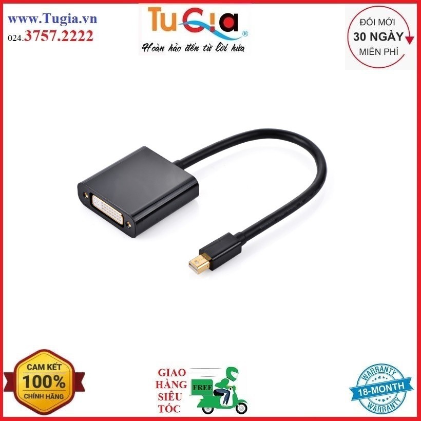 Dây chuyển đổi Mini Displayport đực sang DVI-I (24+5) cái dài 15cm UGREEN 10448 (đen) - Hàng Chính Hãng