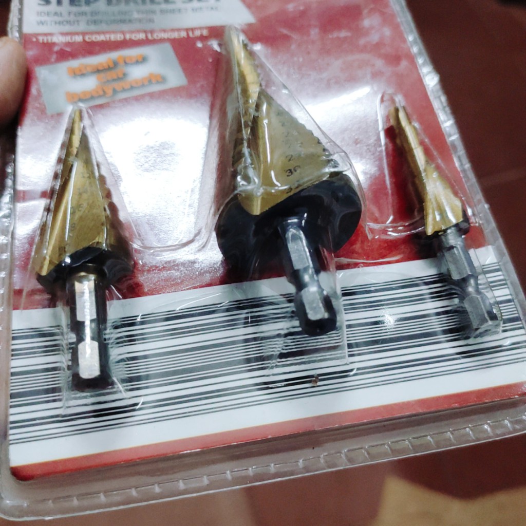 Bộ 3 mũi khoan tháp xoắn chuôi lục giác 4 - 32 mm chính hãng NUR