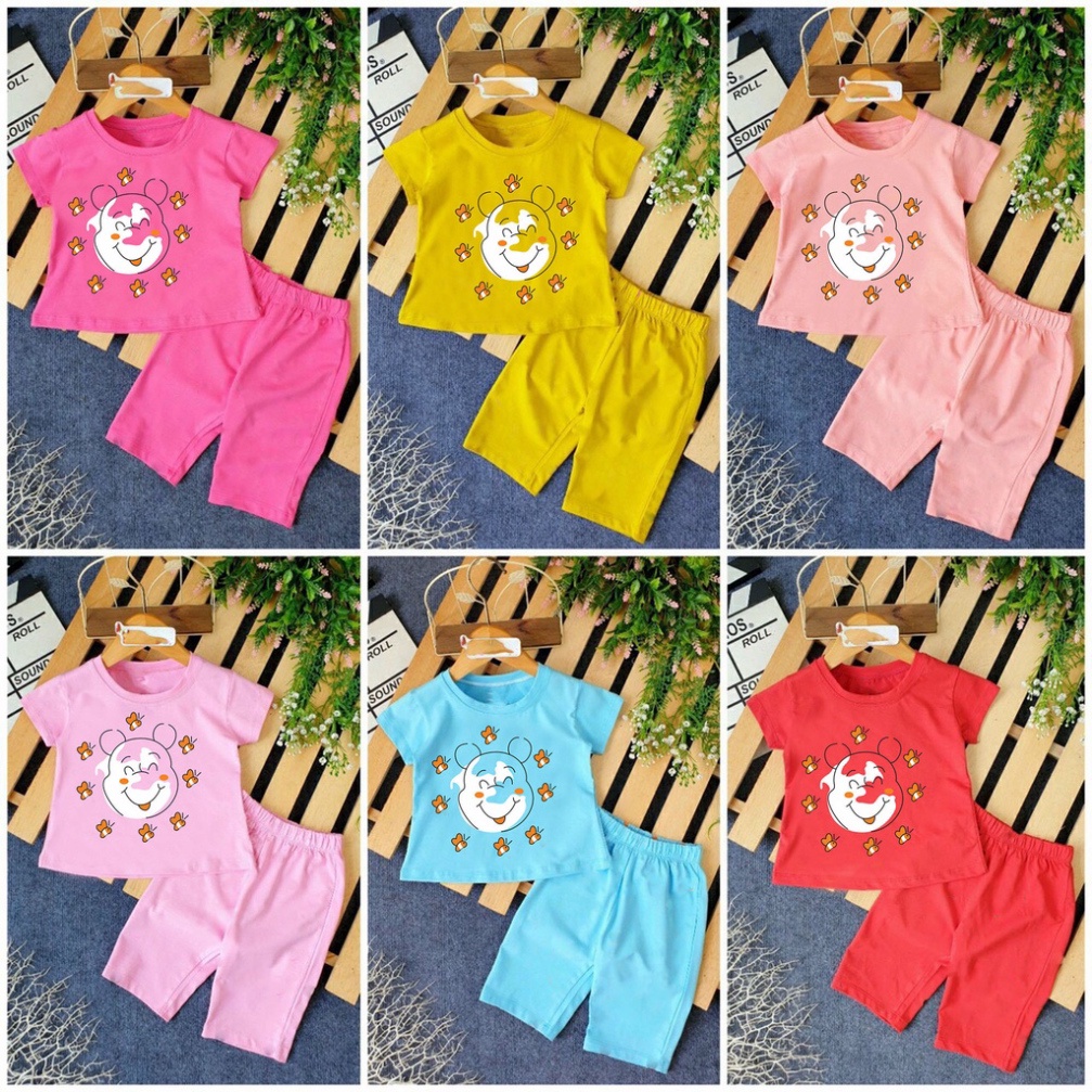 ( Khuyến mãi ) Combo 6 Bộ bé gái hình con gấu va đàn ong xinh đẹp cho bé gái cho bé từ 6-28kg .BDBG50. .