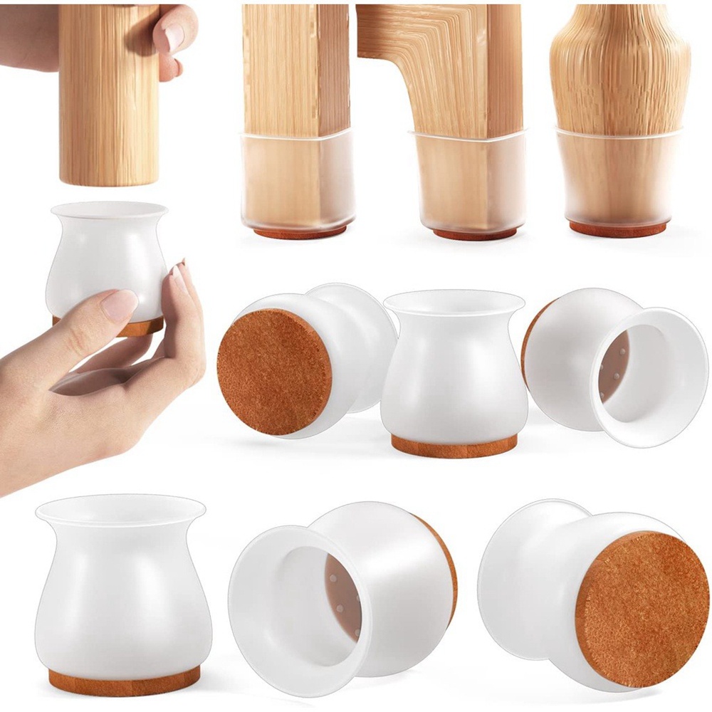 Set 24 Vỏ Bọc Chân Ghế Hình Chữ Nhật Bằng Silicone Chống Trượt Tiện Dụng